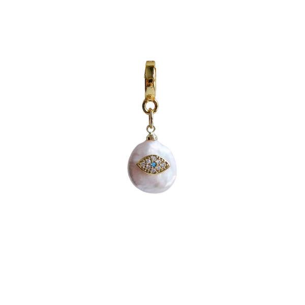 Pearl Evil Eye Lock Charm