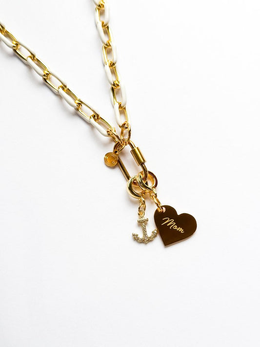 Mom Engraved Heart Lock Charms