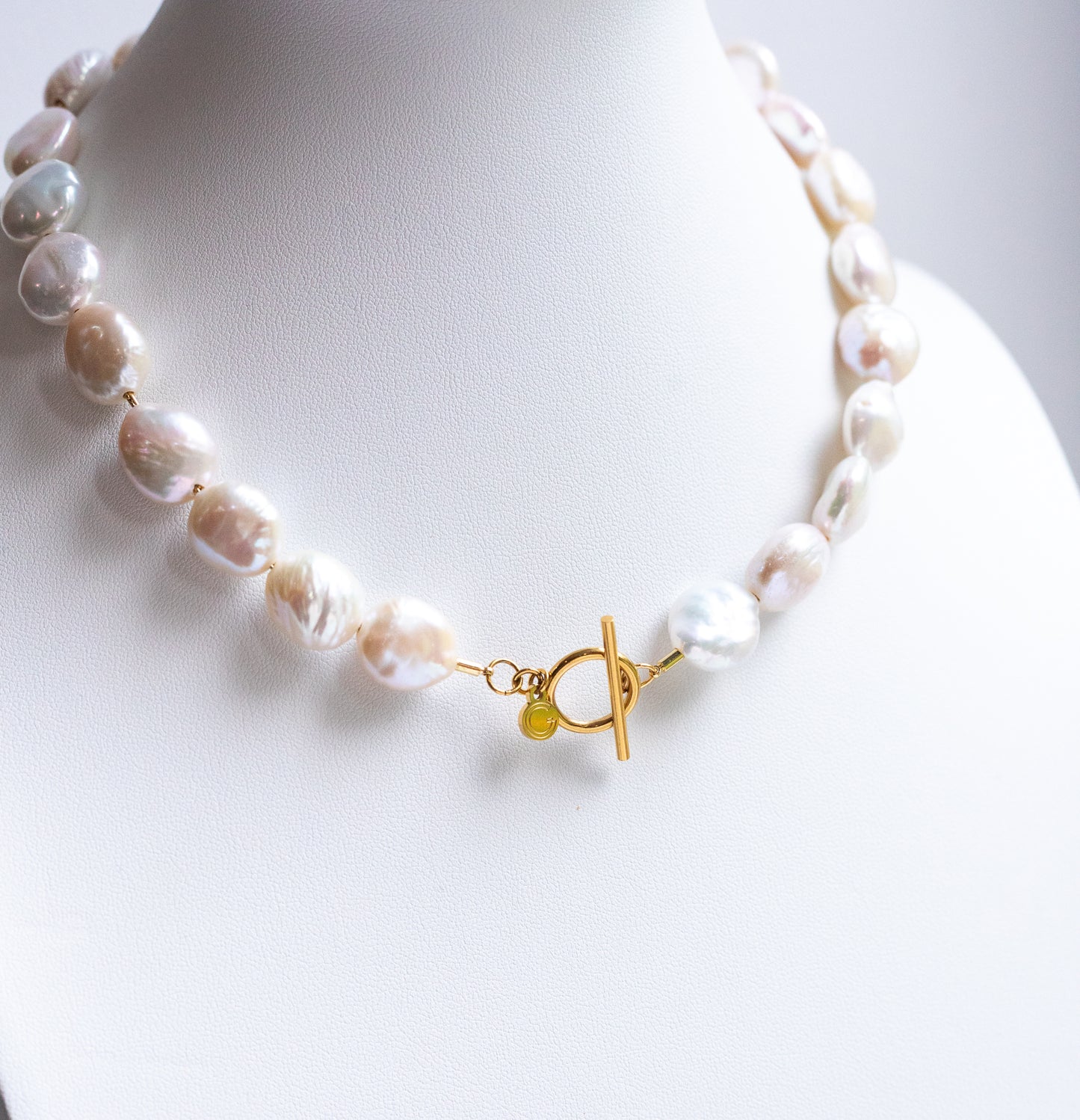 Strung Coin Pearl Toggle Necklace