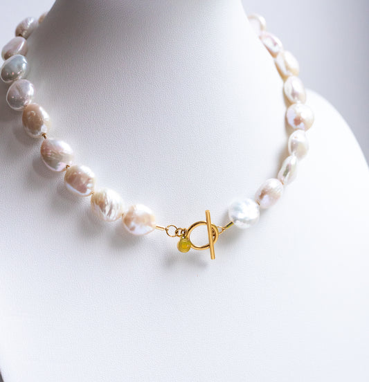 Strung Coin Pearl Toggle Necklace