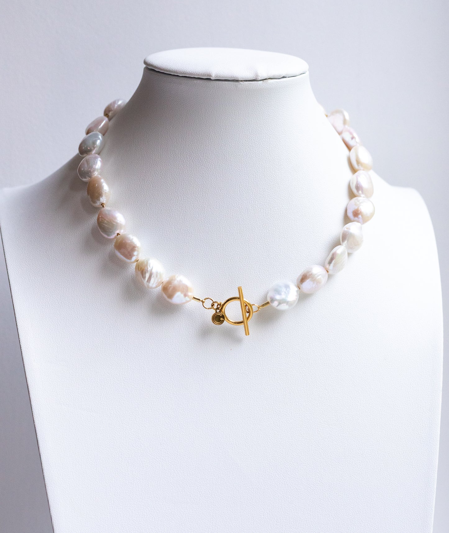 Strung Coin Pearl Toggle Necklace