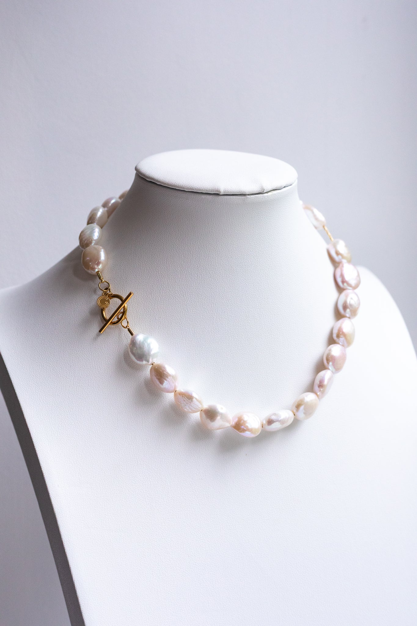Strung Coin Pearl Toggle Necklace
